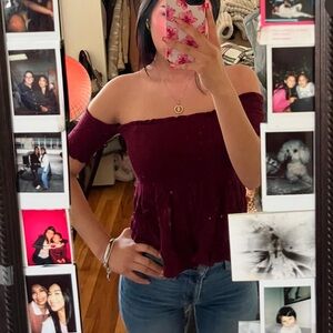 Off-Shoulder Burgundy Top
